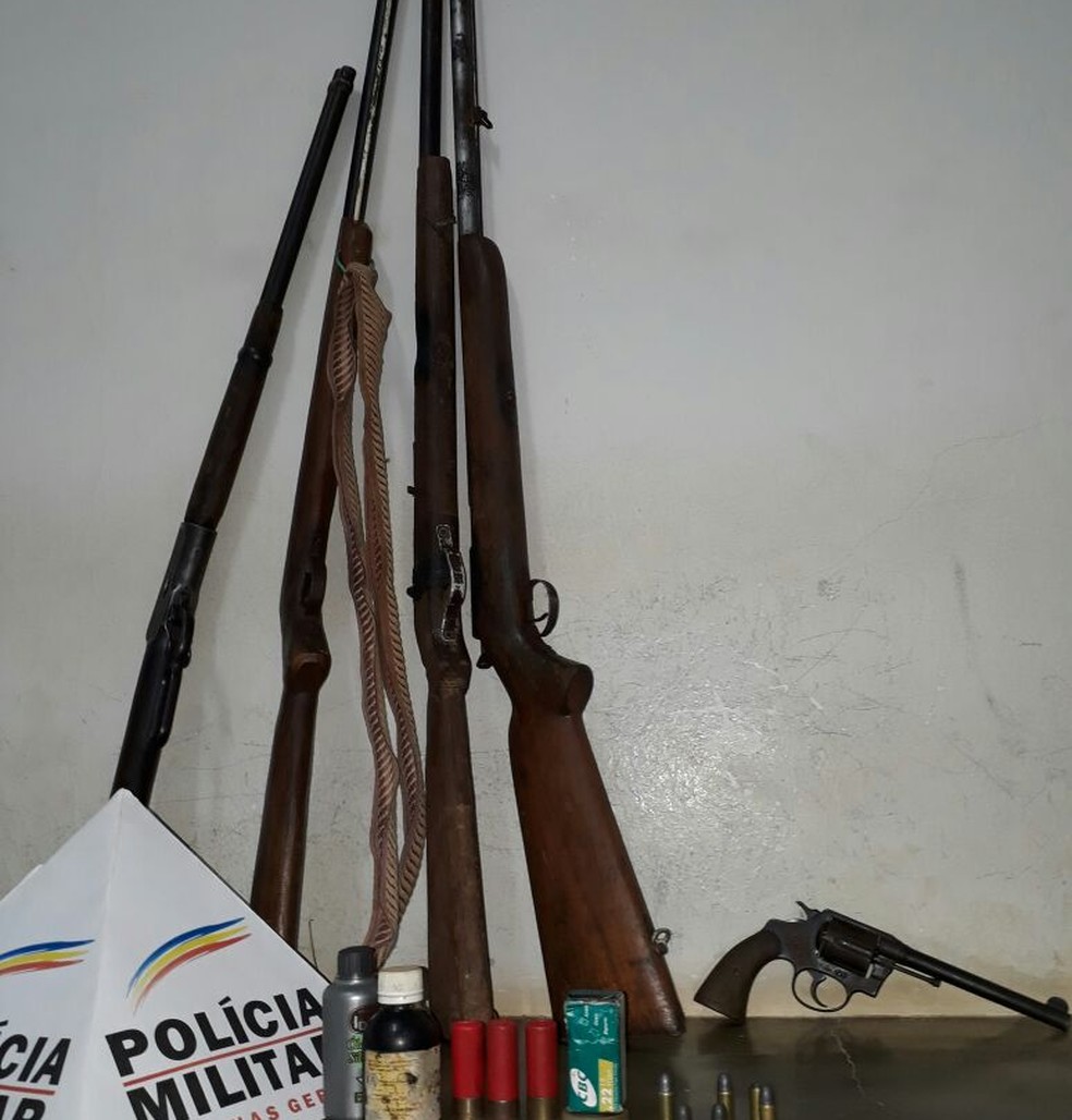 Armas apreendidas na fazenda 